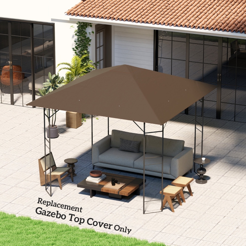 Best 3 x 3(m) Gazebo Canopy Replacement Cover, Garden Gazebo Roof Replacement with Drain Holes, Water-resistant Plastic Coating, 370g/㎡, UPF30+, TOP COVER ONLY, Brown - Image 10