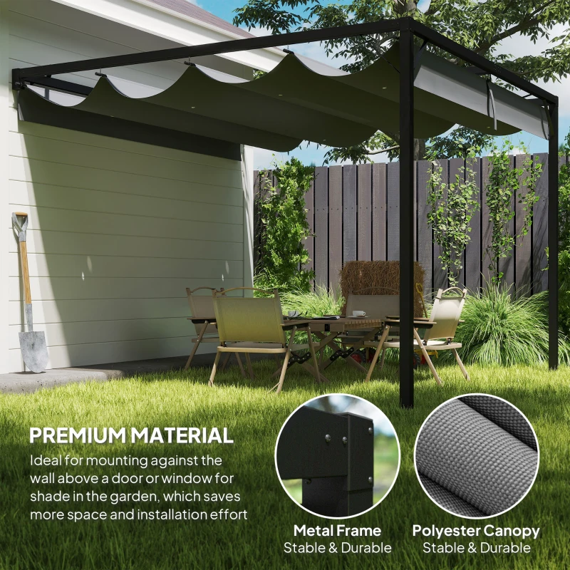 Best 3 x 3(m) Outdoor Pergola with Retractable Canopy - Grey - Image 5