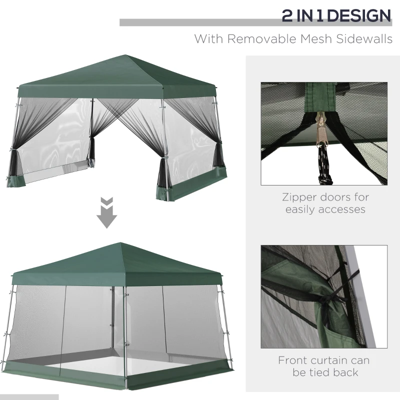 Best Outdoor Garden Pop-up Gazebo Canopy Tent Sun Shade Event Shelter Folding with Adjustable Height, Mesh Screen Side Walls 3.5 M × 3.5 M Base / 3 M × 3 M Top, Green - Image 4