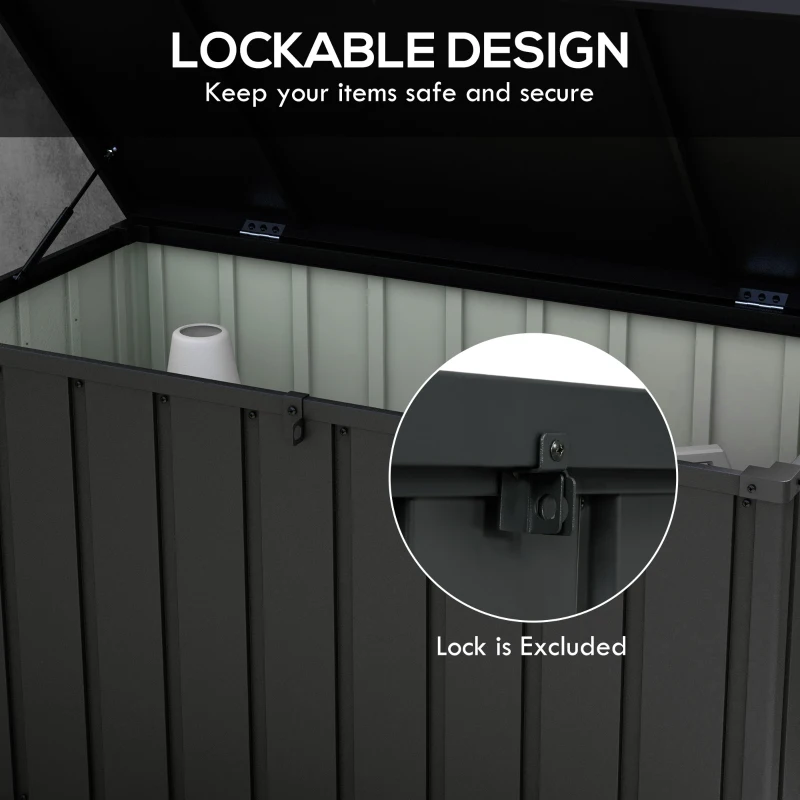 Best 450L Galvanised Steel Garden Storage Box, with Wheels - Dark Grey - Image 7