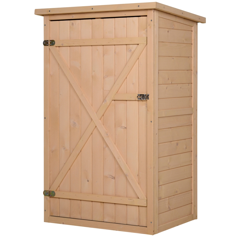 Best Wooden Small Shed, Garden Storage Shed with Shelves and Bolt Latch, 75L x 56W x115H cm, Natural - Image 10
