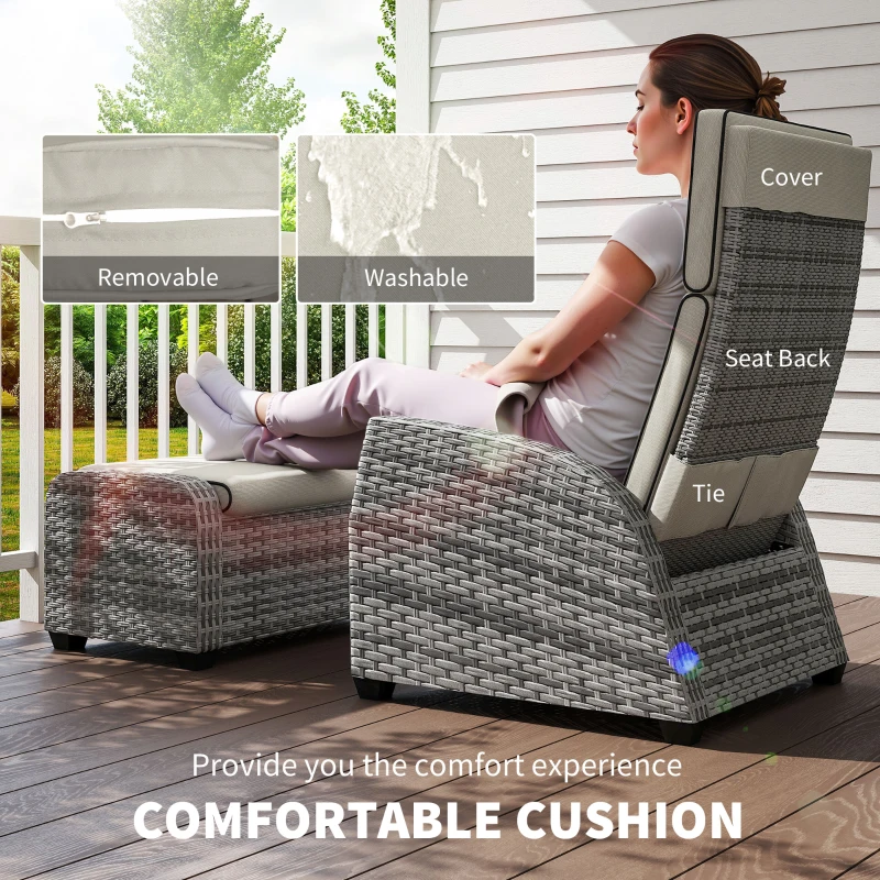 Best 5-Piece Rattan Garden Furniture Set with Cushions - Grey - Image 6