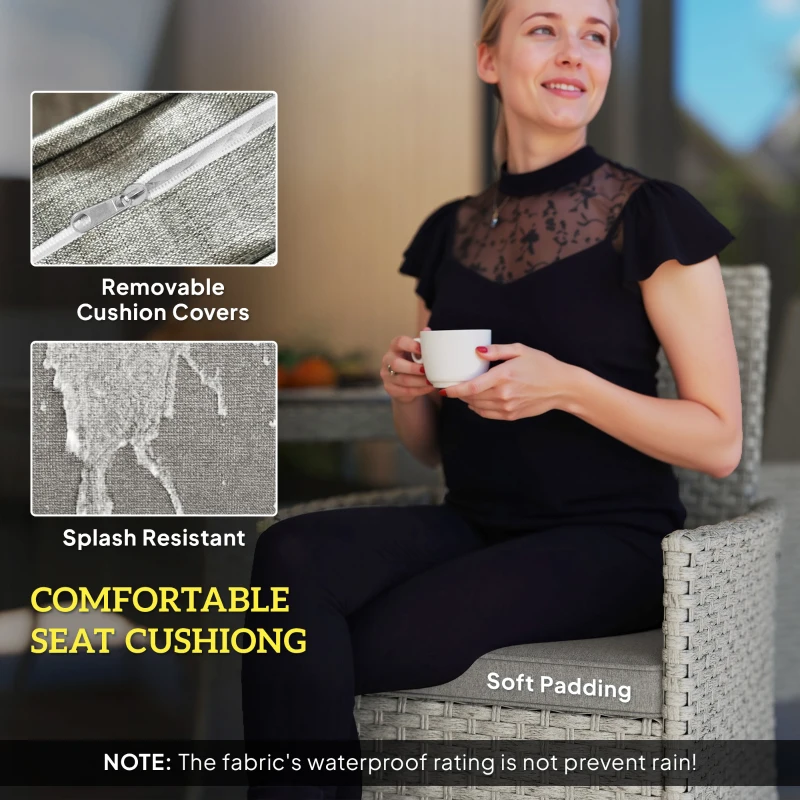 Best Seven-Piece Rattan Dining Set - Grey - Image 4