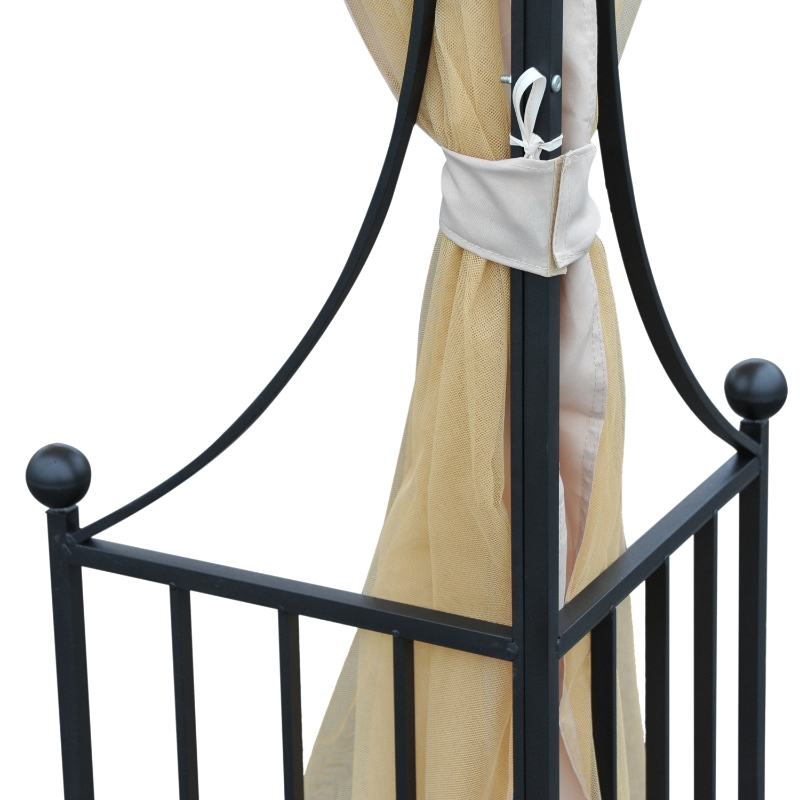 Best 3 x 3(m) Garden Gazebo Patio Party Tent Shelter Outdoor Canopy Double Tier Sun Shade Metal Frame Netting, Beige - Image 9