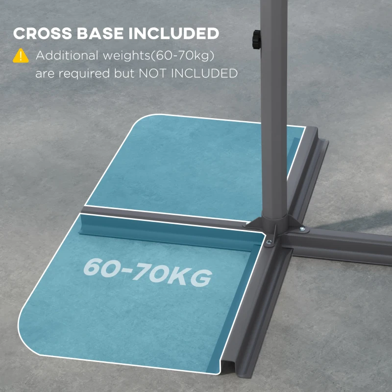 Best 2.7m Cantilever Parasol, with Cross Base - Beige - Image 6