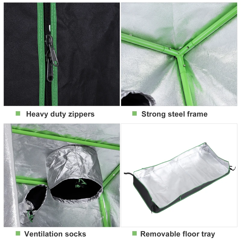 Best Grow Tent Reflective Mylar Hydroponic with Adjustable Vents and Floor Tray for Indoor Plant Growing, 80 x 80 x 160 cm (31.5" x 31.5" x 63") - Image 4