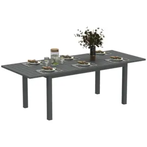 Best Aluminium Extending Garden Table with Slatted Top for 6-8 Person, 160/220 x 90 x 73 cm, Grey