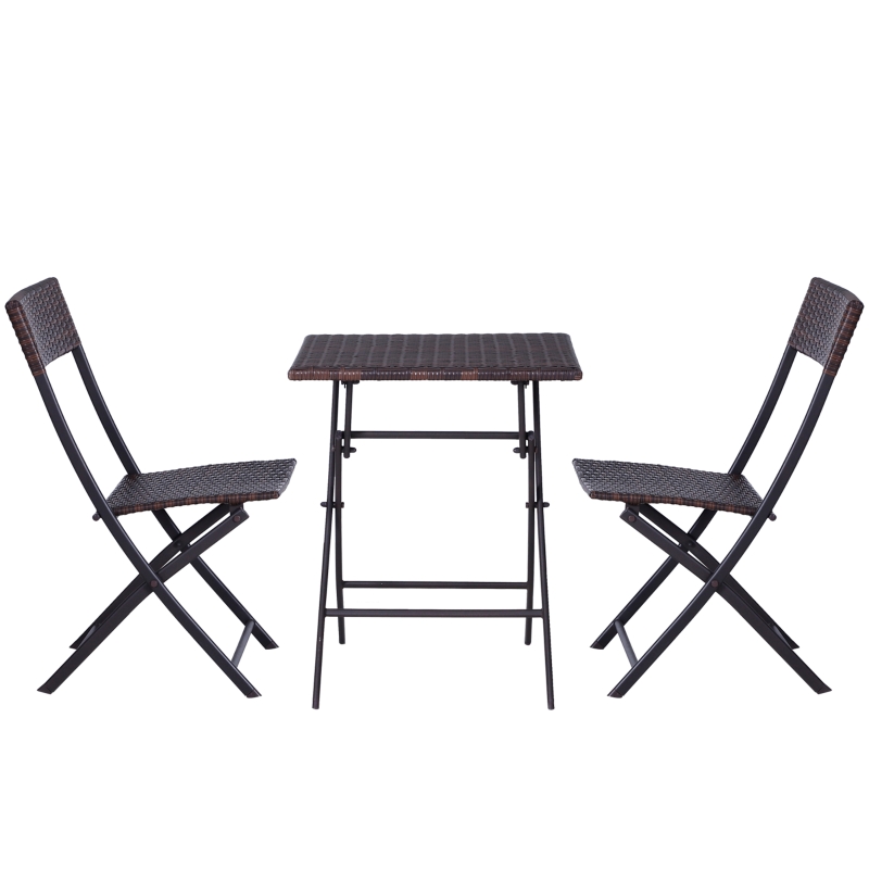 Best 2-Seater Rattan Bistro Set: 1 x table, 2 x chairs-Brown - Image 12