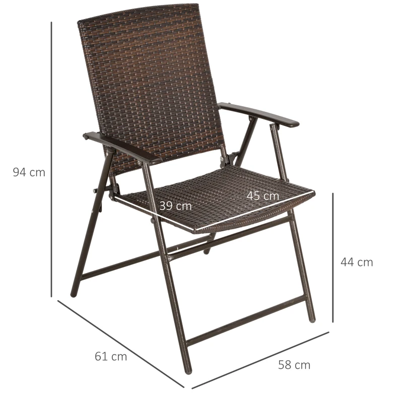 Best Set of Two Folding Rattan Seat Chairs - Brown - Image 3