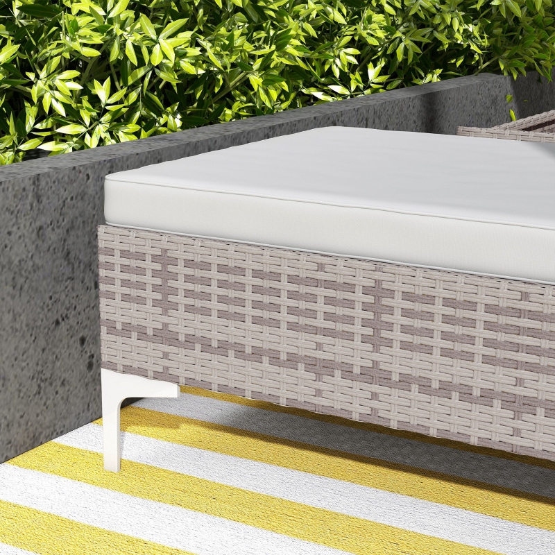 Best Outdoor PE Rattan Sun Lounger Set of 2, Multi-position Backrest Adjustable Single Recliner Sunbed Daybed with Removeable & Washable Cushion, for Patio, Garden, Light Grey - Image 9