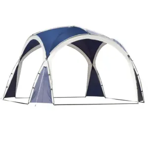 Best 3.5 x 3.5M 6-8 Person Camping Gazebo, Outdoor Event Shelter Dome Tent Garden Sun Shelter Patio Spire Arc Pavilion Camp Sun Shade, Blue and Grey