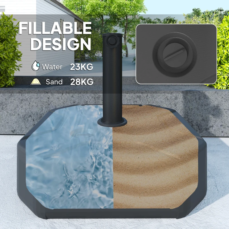 Best Square Garden Parasol Base, Garden Umbrella Stand Heavy Duty Parasol Base, Filled Up to 25kg with Stand or 20kg with Water for for 38, 48 mm Poles, Black - Image 4