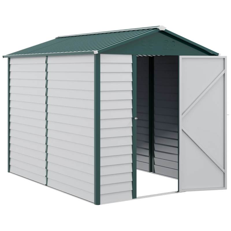 Best 9x 6FT Metal Outdoor Garden Shed, Galvanised Tool Storage Shed w/ Sloped Roof, Lockable Door for Patio Lawn, Green - Image 11