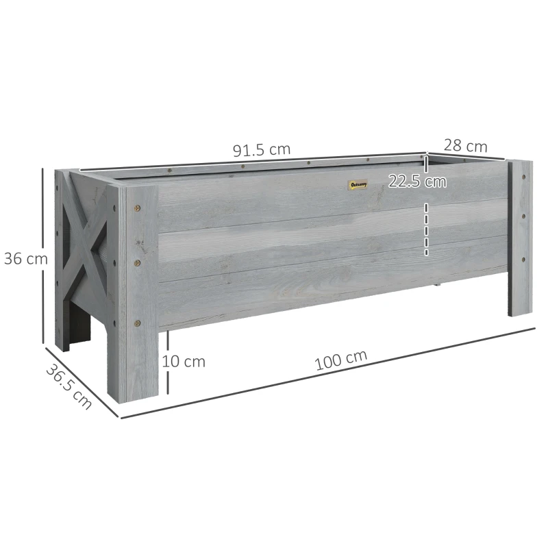 Best 58L Garden Raised Bed Planter Grow Containers for Outdoor Patio Plant Flower Vegetable Pot Fir Wood, 100 x 36.5 x 36 cm, Grey - Image 3