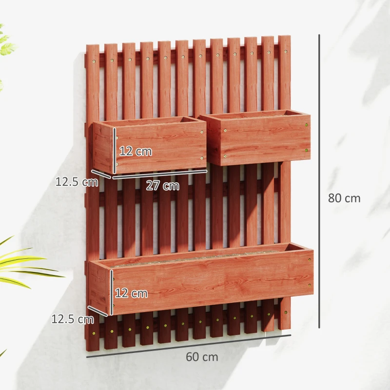 Best Wall-mounted Wooden Garden Planters with Trellis, Drainage Holes and 3 Planter Boxes for Patio, Brown - Image 3