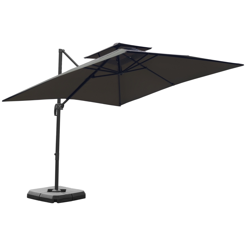 Best Cantilever Parasol 360 Degree Rotation Angle Adjustment Outdoor Market Garden Umbrella - Dark Grey - Image 13