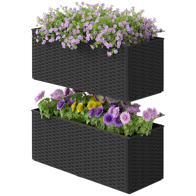 Best Set of Two Rattan-Effect Planters - Black