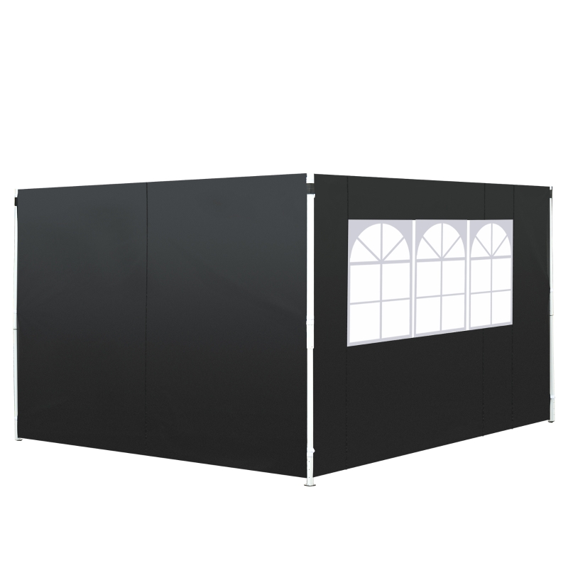 Best 3 Meters Gazebo Replaceable Exchangeable Side Panel Wall Panels Walls With Window, Black - Image 11