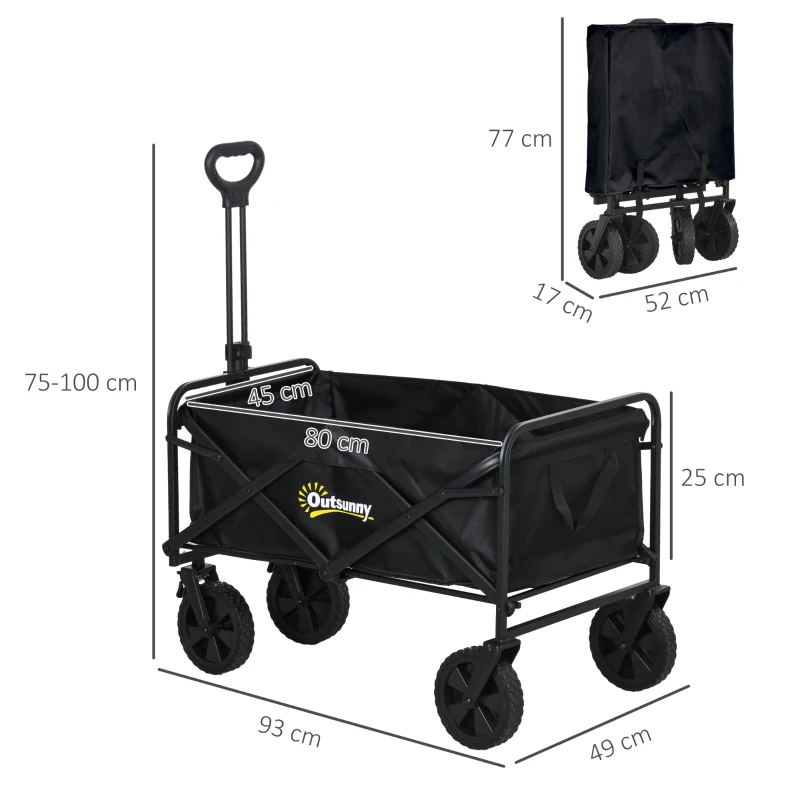 Best Folding Steel Frame Garden Storage Cart, with Wheels and Handle - Black - Image 3