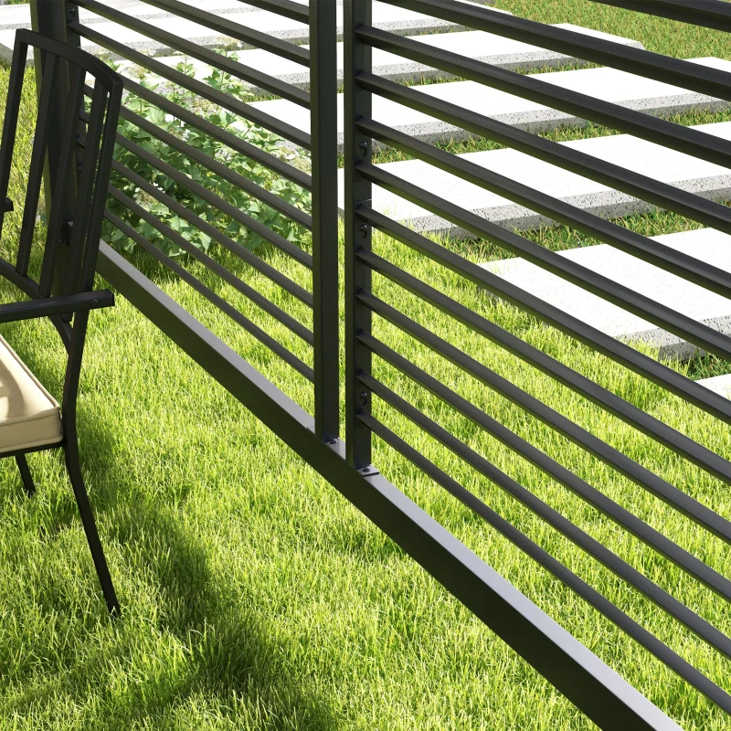 Best 3 x 2.8m Metal Pergola, with Retractable Fabric Roof - Grey - Image 8