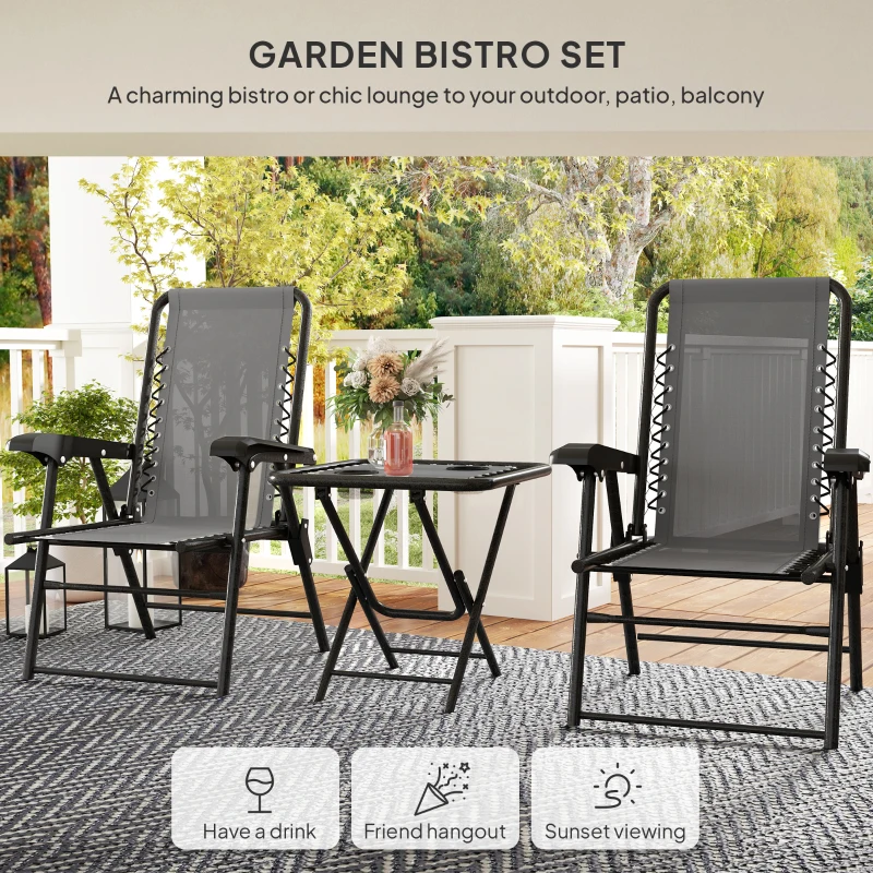 Best Three-Piece Garden Table and Chair Set - Dark Grey - Image 4