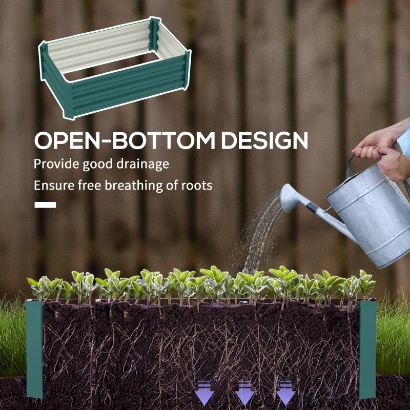 Best Set of Two 60 x 100cm Galvanised Steel Planters, Green - Image 5