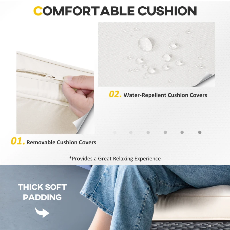 Best 8 Pieces PE Rattan Corner Sofa Set with Thick Cushions, Aluminium Outdoor Rattan Garden Furniture Set with Glass Top Table, No Assembly Required, Black - Image 5