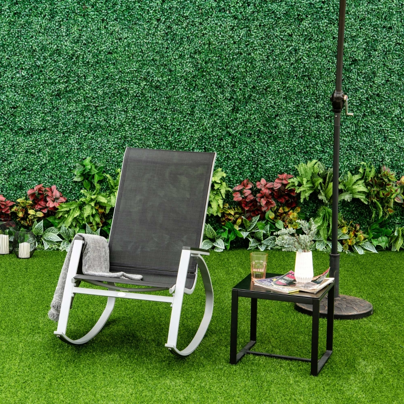 Best Rocking Chair Sun Lounger Garden Seat Patio High Back Texteline Black - Image 10