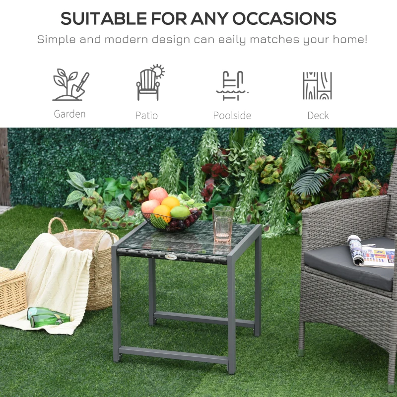 Best Rattan End Table Side Coffee Desk Outdoor Patio Wicker Sofa Chat Garden Furniture - Image 5