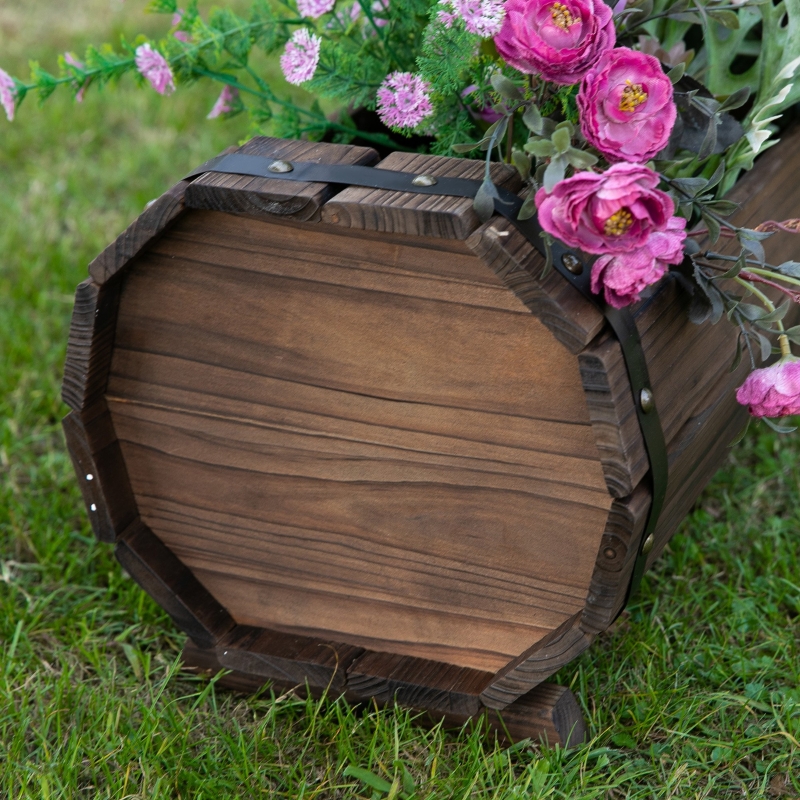Best 2PCs 56L Wooden Planter Box Flower Plant Pot Outdoor Flower Beds Plant Box with Solid Wood Carbonized Colour - Image 9