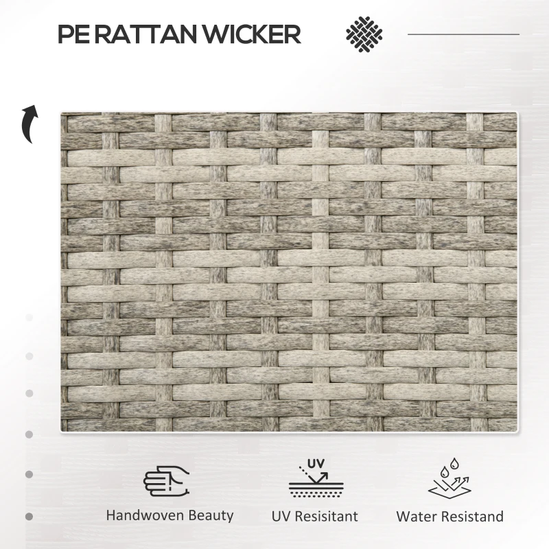 Best Two-Seat Rattan Chair, with Middle Table - Light Grey - Image 4