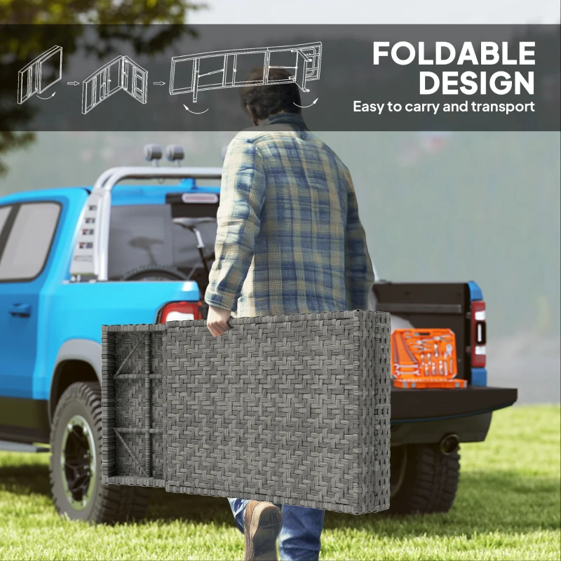 Best Outdoor PE Rattan Sun Lounger, Folding Wicker Garden Lounger Recliner with 4-Level Adjustable Backrest, Rolling Sunbed Lounge Chair with Wheels, Non-Slip Legs for Balcony, Beach, Mixed-grey - Image 6