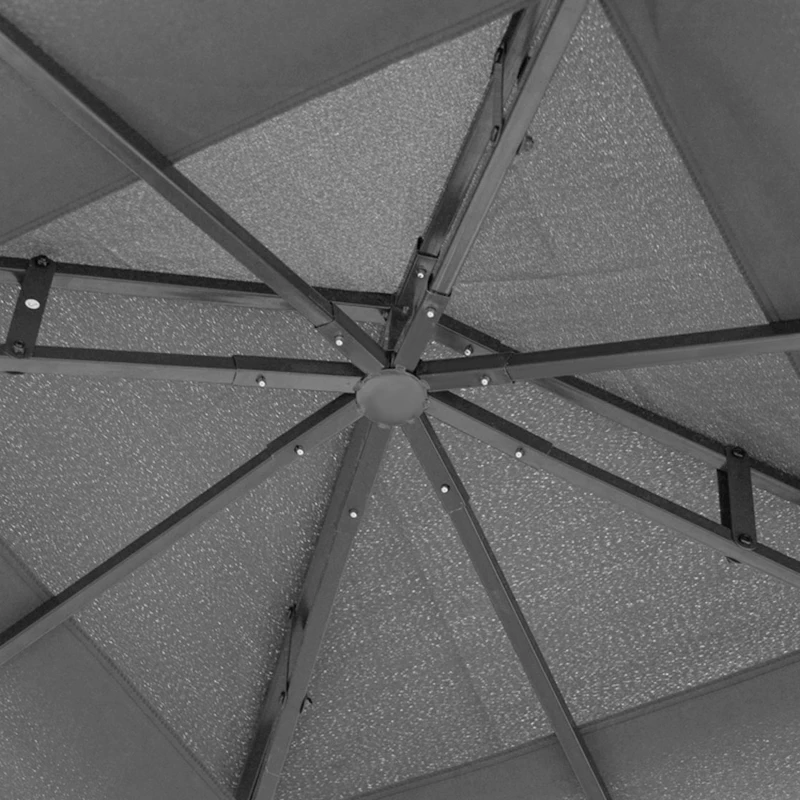 Best 3 x 3(m) Patio Gazebo Canopy Garden Pavilion Tent Shelter with 2 Tier Roof and Mosquito Netting, Steel Frame, Grey - Image 8