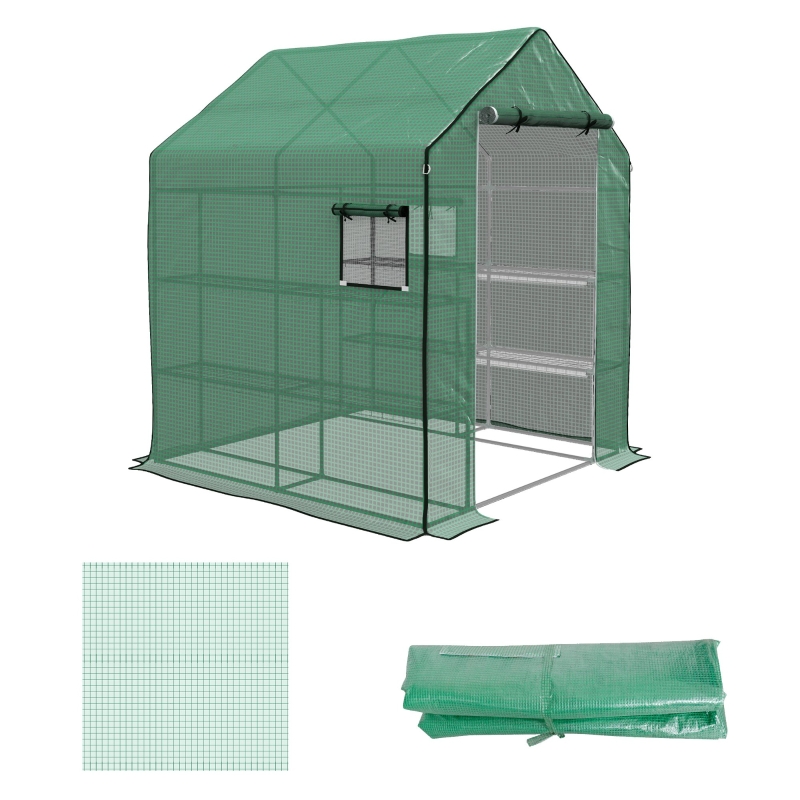 Best Greenhouse Cover Replacement Walk-in PE Hot House Cover with Roll-up Door and Windows, 140 x 143 x 190cm, Green - Image 11