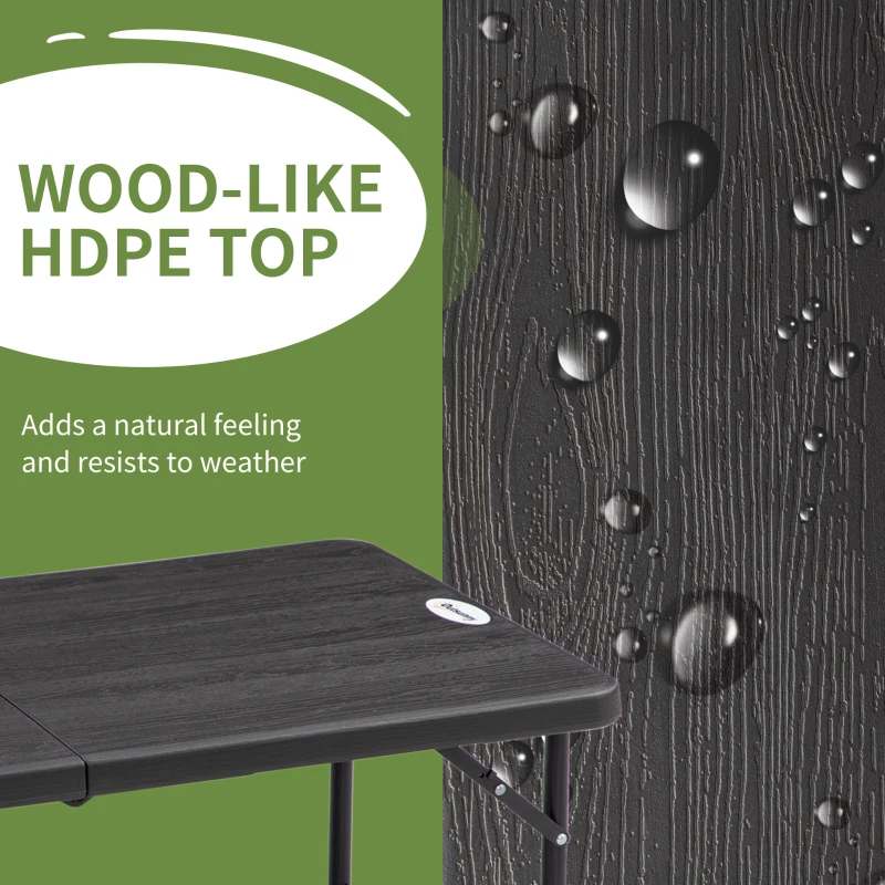 Best Foldable Patio Dining Table for 4, Height Adjustable Outdoor Table for Garden, Lawn, Dark Grey - Image 7