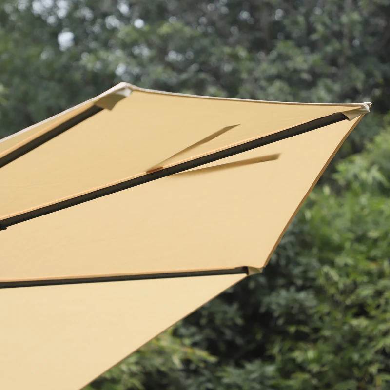 Best Round Umbrella Parasol W/ Tilt 360° Rotation and Hand Crank Cross Base-Beige - Image 8