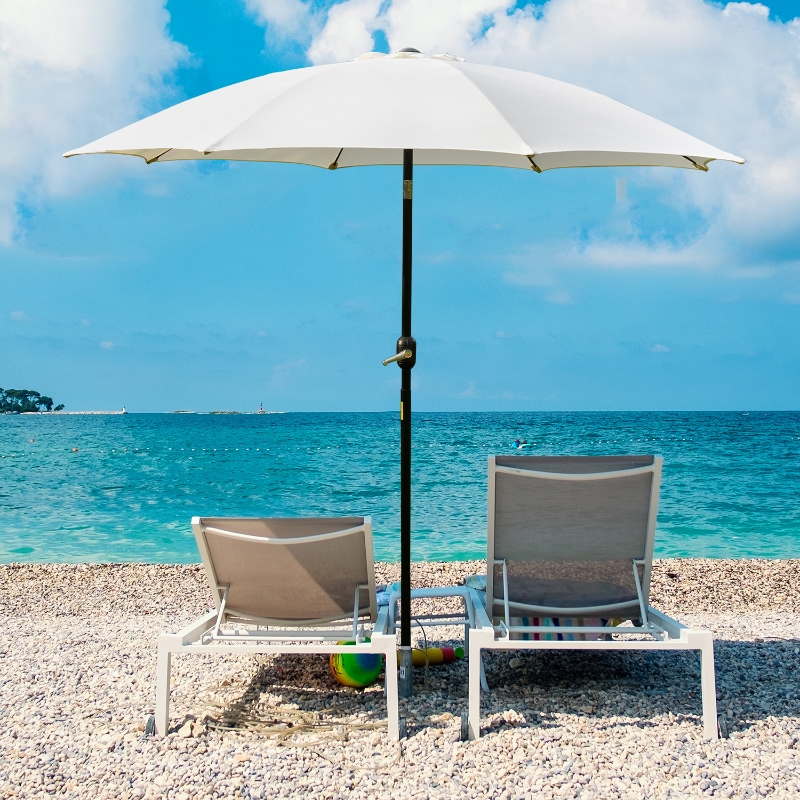 Best 2.7M Garden Parasol Umbrella with Glass Fibre Ribs and Aluminium Frame, Tilting Sun Shade Shelter Canopy, Cream White - Image 10