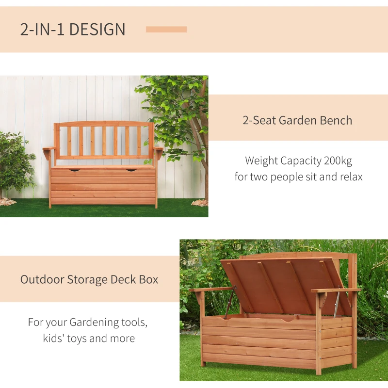 Best Two-Seater Garden Storage Bench - Natural - Image 4