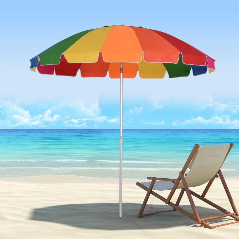 Best Arc. 2.4m Beach Umbrella with Sand Anchor, Outdoor Sun Shade Parasol with UV Protection, Adjustable Tilt, Carry Bag, Multicolour - Image 10