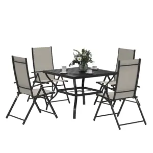 Best Five-Piece Steel Frame Patio Set - Khaki/Black