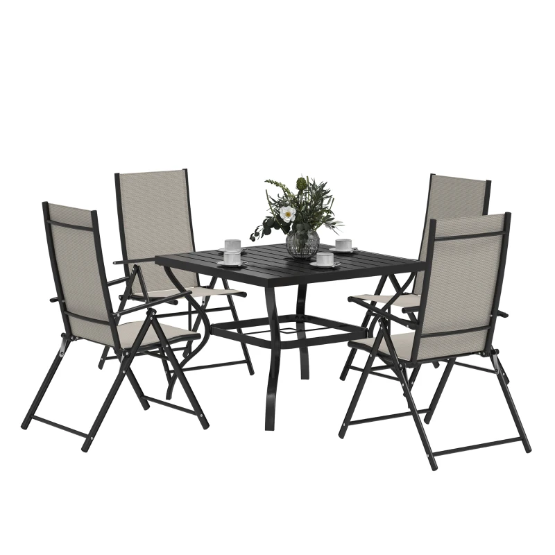 Best Five-Piece Steel Frame Patio Set - Khaki/Black