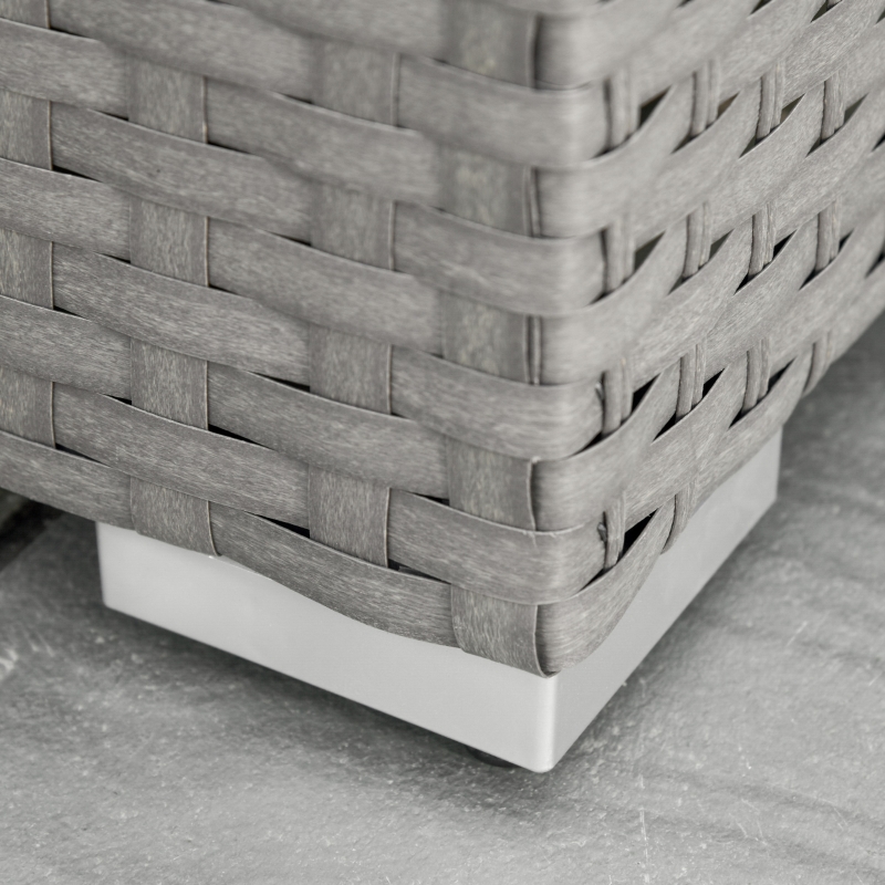 Best 6 Pieces Outdoor PE Rattan Wicker Corner Sofa Set with 10cm Thick Padded Cushions, Aluminium Conservatory Furniture with Glass Top Coffee Table, Footstools, Grey - Image 9