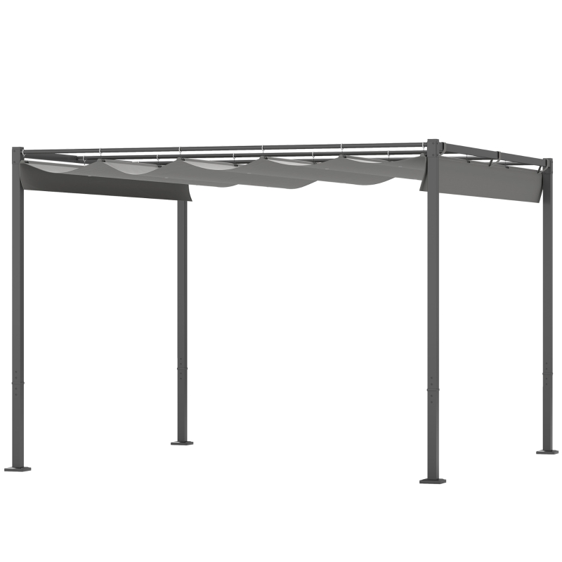 Best 3 x 3(m) Garden Pergola with Retractable Roof and Magnetic Fixture, Outdoor Gazebo Pergola Kit Sun Shade Canopy, UPF30+, Grey - Image 11