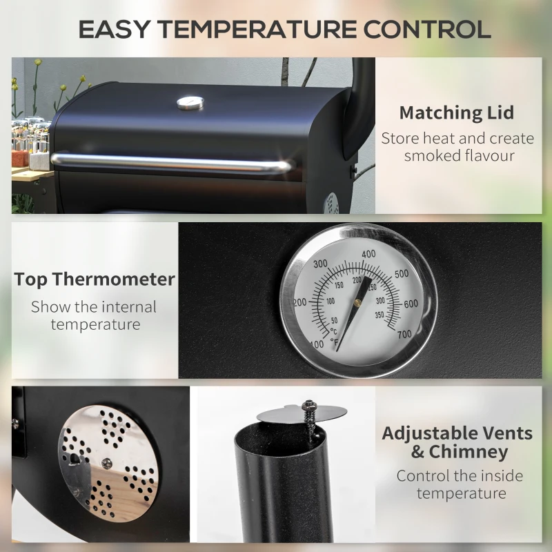 Best Charcoal BBQ, with Thermometer, Shelves and Wheels - Image 5