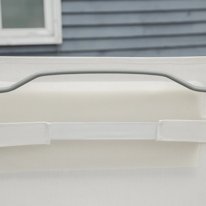 Best Sun Lounger Steel Frame Outdoor Folding Chaise Texteline Lounge Chair Recliner with Headrest & 7 Levels Adjustable Backrest, Cream White - Image 8