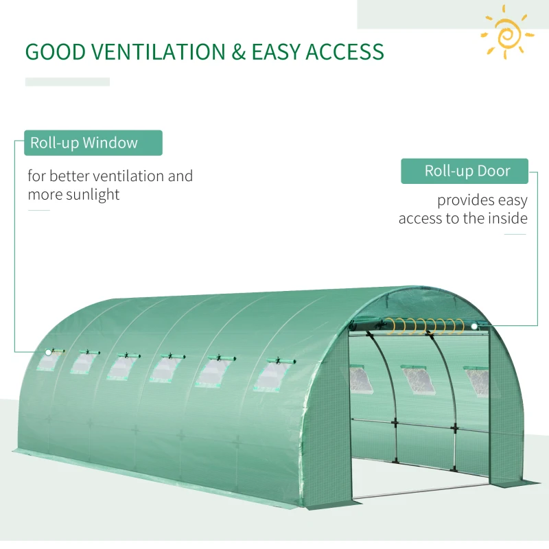 Best 6 x 3 x 2m Greenhouse Replacement Cover ONLY Winter Garden Plant PE Cover for Tunnel Walk-in Greenhouse with Roll-up Windows Door Outdoor, Green - Image 6