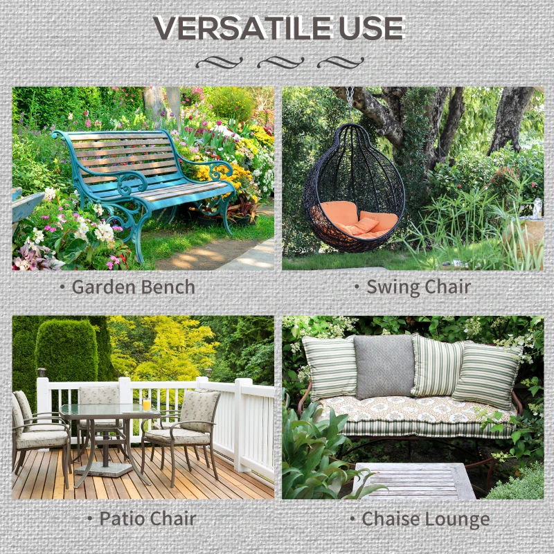 Best 2-Seater Garden Bench Cushion with Ties, Swing Chair Cushion, Replacement Cushion for Outdoor Furniture, 110 x 46 cm, Black - Image 6