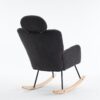 Ergonomic Teddy Fabric Rocking Chair with Tufted Seat, Headrest and Backrest, Painted Metal Base, 102L x 70W x 105H cm, Dark Grey - Image 11