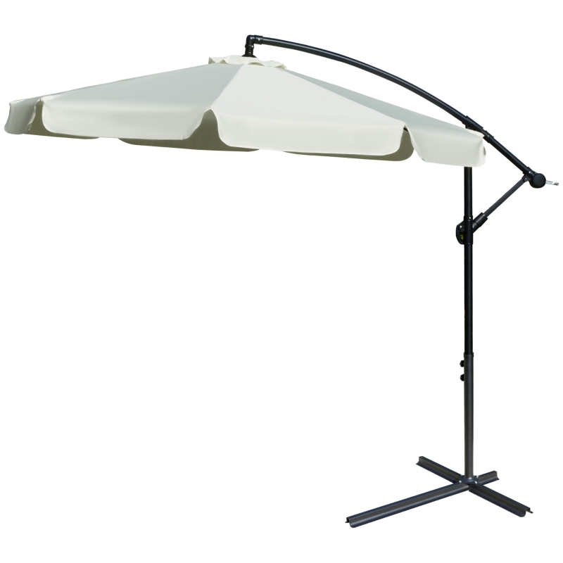 Best 2.7m Garden Banana Parasol Cantilever Umbrella with Crank Handle and Cross Base for Outdoor, Hanging Sun Shade, Cream White - Image 11