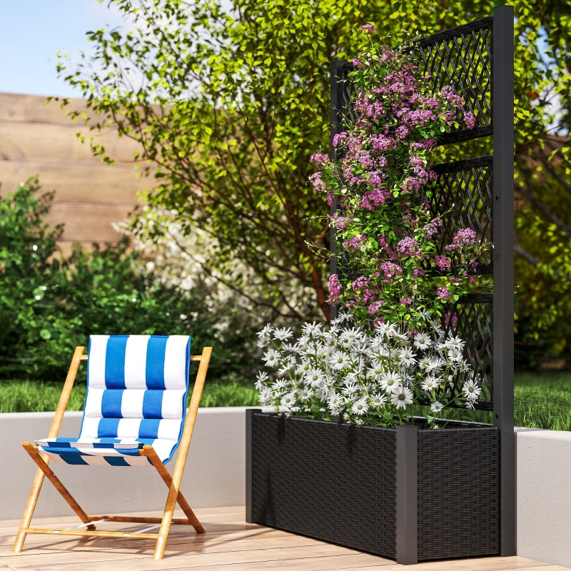 Best Garden Planter Box with Trellis, Liner for Climbing Plants, Vegetables, Flowers, 90 x 35 x 148 cm, Charcoal Grey - Image 9